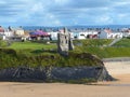 The Castle Green ruins, Ballybunion town and beach in Ireland