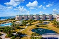 Beach Condos with Fountain Royalty Free Stock Photo