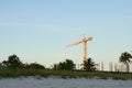 Beach Construction Single Crane Wide View