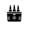 Beach cooler box with beer bottles silhouette icon Royalty Free Stock Photo