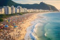 Beach of Copacabana, Rio de Janeiro, Brazil, Copacabana beach in Rio de Janeiro, Brazil, Copacabana beach is the most famous beach Royalty Free Stock Photo