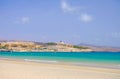 Beach Costa Calma on Fuerteventura with resorts, Canary Islands