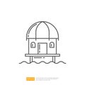 Beach Cottage House. Summer Vacation Outline Icon Royalty Free Stock Photo