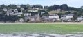 A beach covered with green seaweed near Saint-Michel-en-Greve, in Brittany in northwestern France. Royalty Free Stock Photo