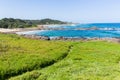 Beach Blue Ocean Waters Rocky Cove Coastline Royalty Free Stock Photo