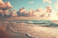 Beach Dawn Beauty in Pink and Azure Tones, Generative AI Royalty Free Stock Photo