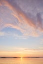 Beach dawn, sunrise. Evening sky with clouds. Golden hours. afternoon vanilla sky. Seashore Sunset or sunburn Royalty Free Stock Photo