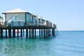 Beach daybeds suspended on the ocean