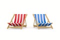 Beach deckchair on white background. Isolated 3D illustration Royalty Free Stock Photo