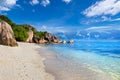 Beach destination for summer vacation holidays, Anse Source d`Argent in La Digue Seychelles. Paradise tropical island in Indian Royalty Free Stock Photo