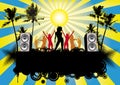 Beach Disco Party Flyer with Dancing Girls Royalty Free Stock Photo