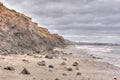 Beach, Dramatic Sky, Stormy Clouds, showing coastal erosion of cliffs Royalty Free Stock Photo