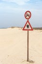 Beach driving prohibited sign Turtle nesting Boa Vista