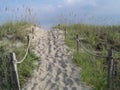 Beach dune pathway with rope fence Royalty Free Stock Photo