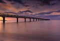 Beach Dune pier with a fantastic sunset over Baltic sea with long exposure, Schonberg, Germany