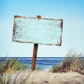 Beach Empty Plank Sign Shore Timber Coastline Concept