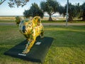 Beach entrance with koala statue painted for camouflage colour Gold Coast Queensland Australia