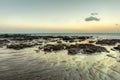 Beach in evening, after sunset during low tide showing sand form Royalty Free Stock Photo