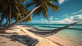 beach feeling - hammock between palm trees Royalty Free Stock Photo