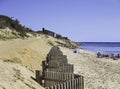 Beach fence on a beach in Eastham, MA Cape Cod. Royalty Free Stock Photo