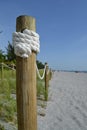 Beach fence boundary rope barrier Royalty Free Stock Photo