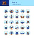 Beach filled outline icon set.