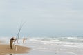 Beach fishing Royalty Free Stock Photo