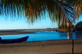 Beach of a fishing village, Low tide at sunset. Royalty Free Stock Photo