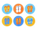 Beach flip flops icon. Flat design.