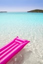 Beach floating lounge pink tropical sea Formentera