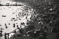 The beach of Fujiazhuang full of tourists in summer