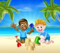 Beach Games Cartoon Boys Royalty Free Stock Photo