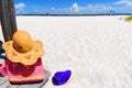 Beach gear on boardwalk Royalty Free Stock Photo