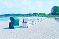 Beach on the German Baltic Sea with beach chair and holiday feeling with sand Royalty Free Stock Photo