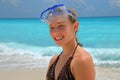 Beach girl with snorkel mask Royalty Free Stock Photo
