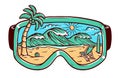 Beach and glasses vector illustration