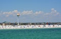 Beach goers at Pensacola Beach in Escambia County, Florida on the Gulf of Mexico, USA