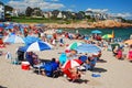 Beach goers take up most of the sand