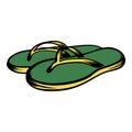 Beach green thongs icon cartoon