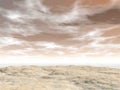 Beach ground by cloudy sunset background - 3D render Royalty Free Stock Photo