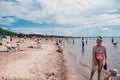 Beach on the Gulf of Finland. Beach in the summer season. Russia, Leningrad region July 14, 2018