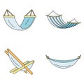 Beach hammock icon set vector color