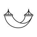 Beach hammock outline vector icon. Hammock line isolated travel design illustration