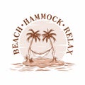 Beach hammock relax, vintage illustration logo