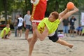 Beach handball action