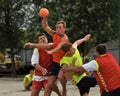 Beach handball action