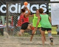 Beach handball action Royalty Free Stock Photo