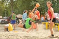 Beach handball action Royalty Free Stock Photo
