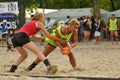 Beach handball action Royalty Free Stock Photo