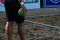 Beach Handball. The player holding ball.